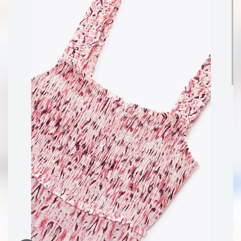 LINEN BLEND PRINTED MIDI DRESS SIZE M - Picture 6 of 6